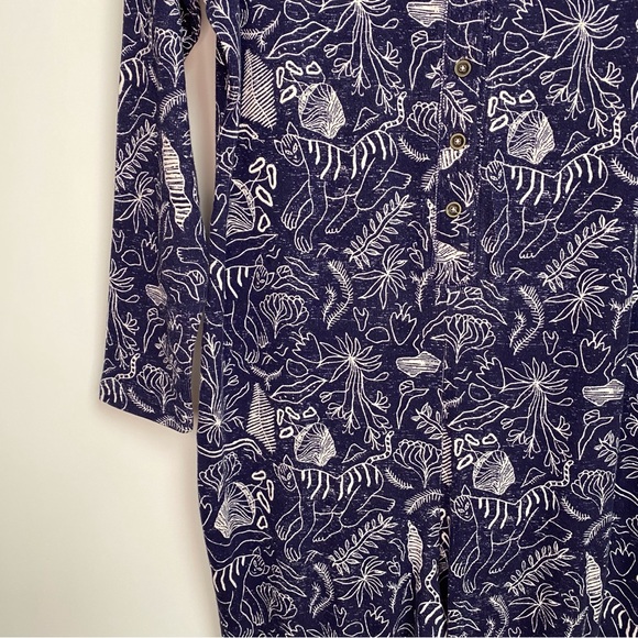 Anthropologie Adele Prost Fern Lounge Jumpsuit XL Blue Pajama One Piece - Picture 12 of 16